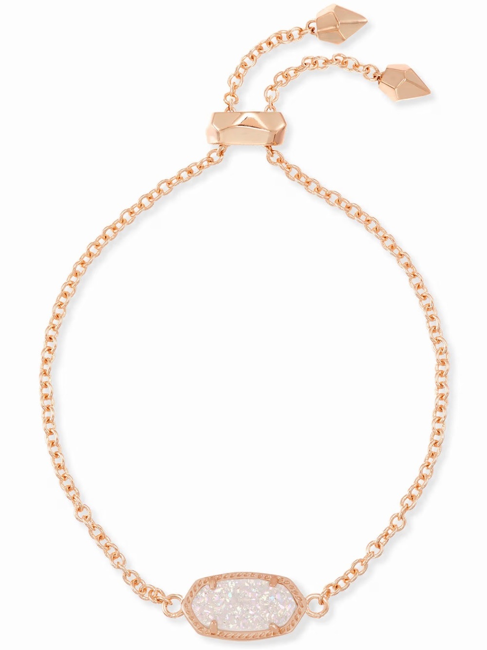 Authentic Elaina Rose Gold Chain Bracelet in Iridescent Drusy | Kendra Scott